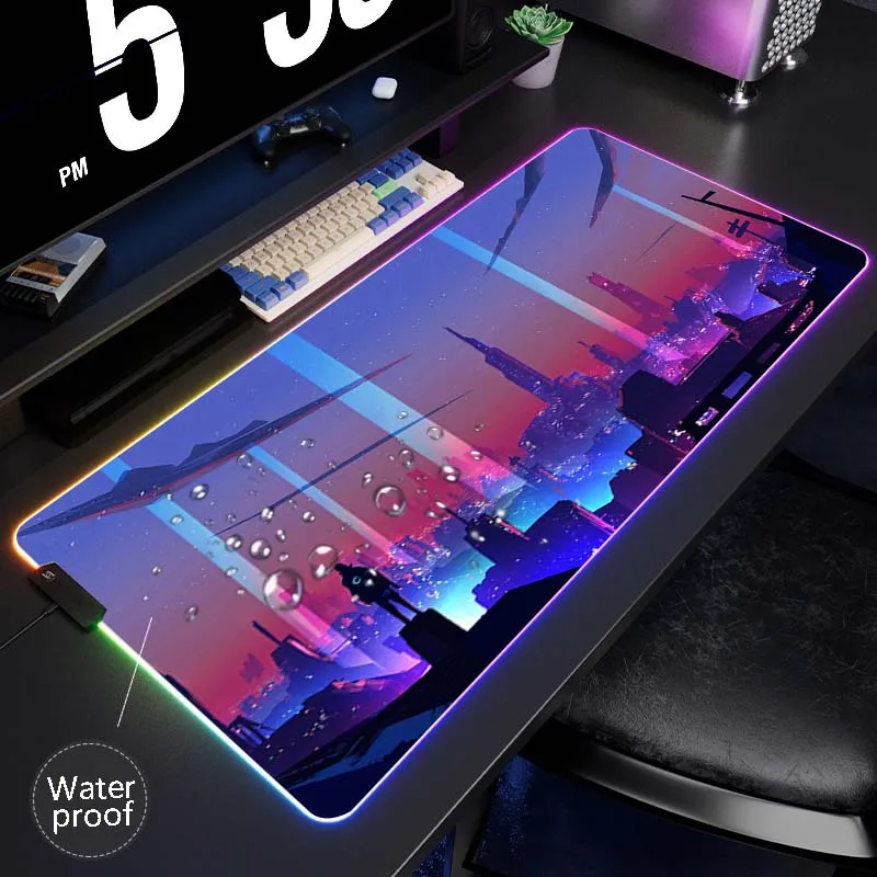 

LED Waterproof Moon Landscape Gaming Mousepad RGB Gamer Speed Accessories Keyboard Pads Computer Mouse Pad Large Mouse Mat XXL