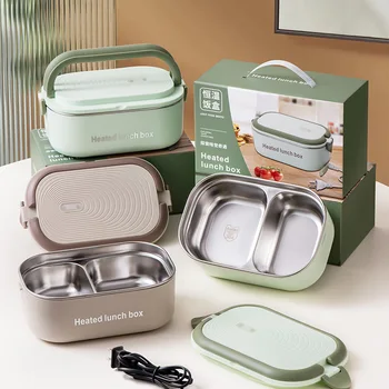 New 304 Stainless Steel Electric Lunch Box Portable Water-free Electric Lunch Box 220V Constant Temperature Heating Lunch Box 1