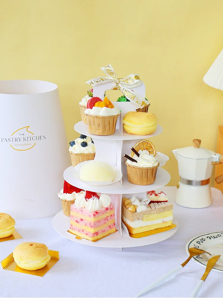 3 段カップケーキスタンド 段付きサービングトレイ フルーツサービング