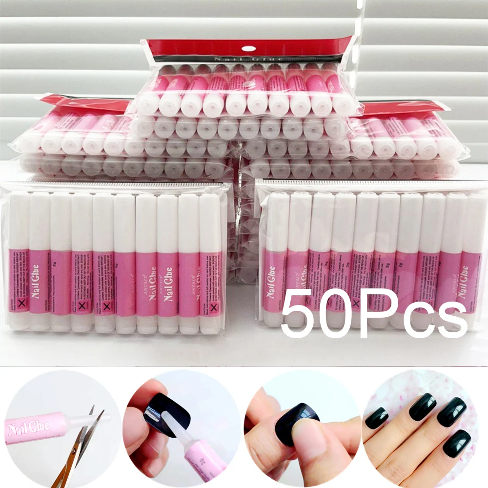 50PcsNailGlueForFalseNailTipsRhinestonesMiniBeautyNailGlue