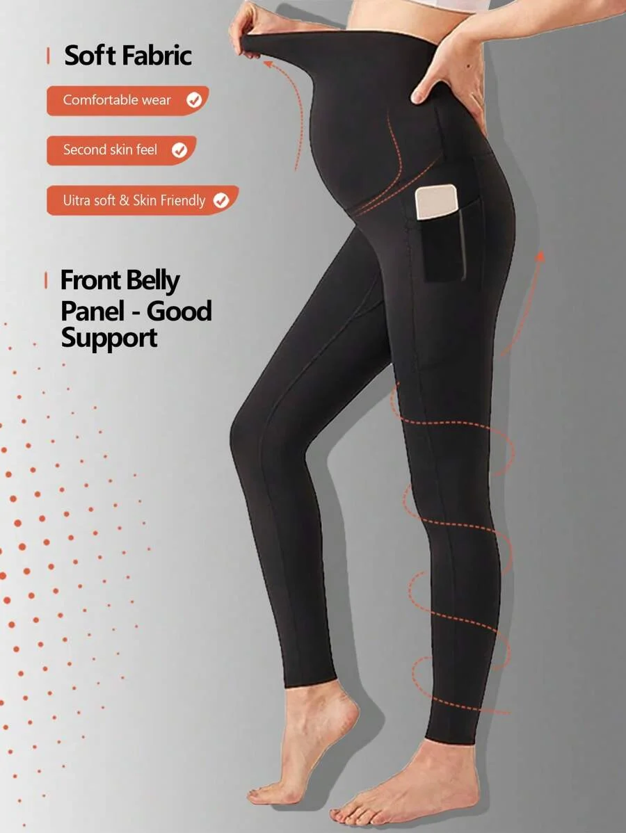 Maternity Leggings Women's Maternity Gym Tights Sportswear Soft Yoga Pants with Pockets