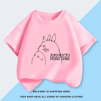 Miyazaki Hayao Kawaii T-shirt Graphic Clothes Fashion Totoro Studio Ghibli Cute Anime T Shirt Women Harajuku Children's Clothing 1