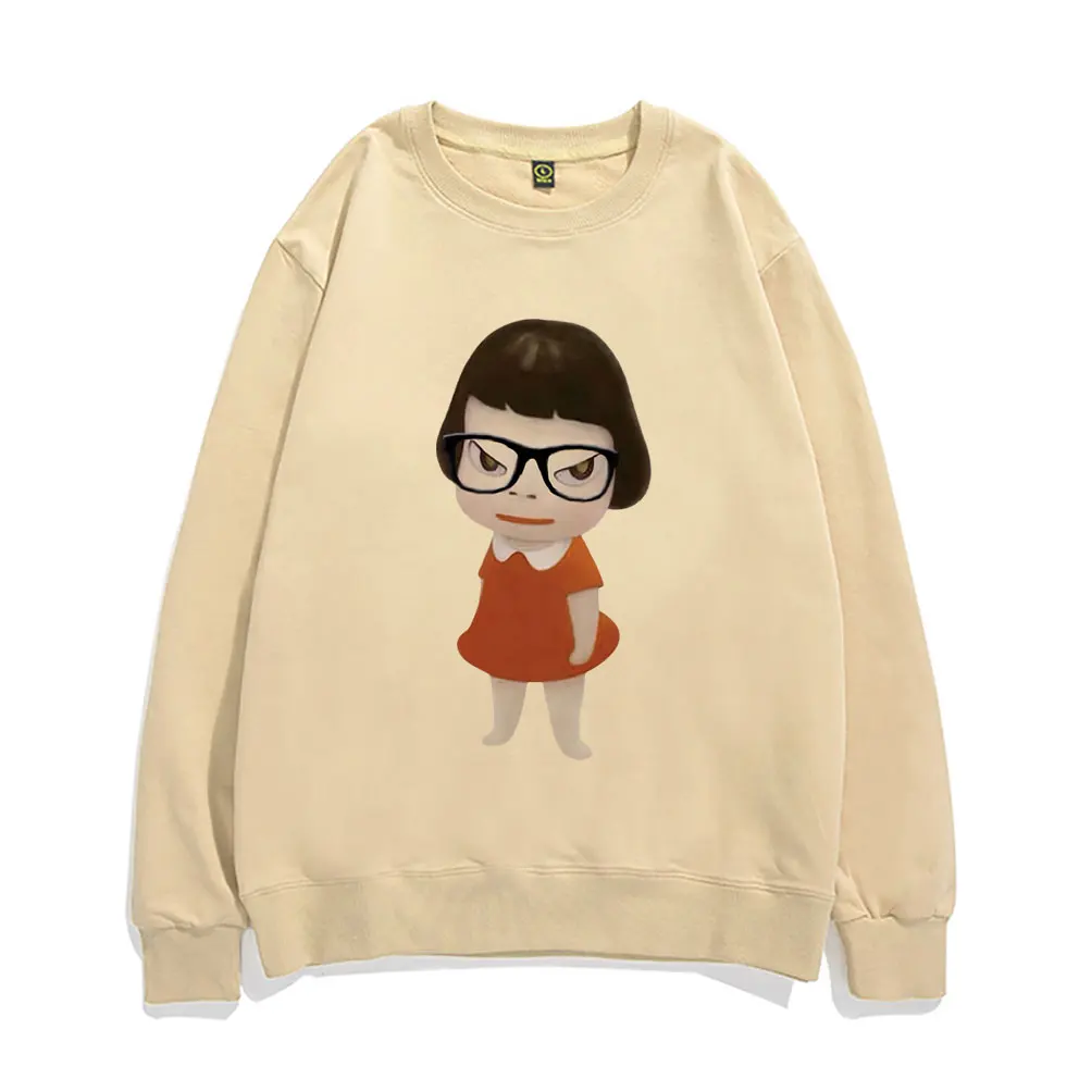 Yoshitomo Nara Wear Glasses Print Sweatshirt Unisex Fashion Art Aesthetic Trend Pullover Men Women Fashion Oversized Streetwear