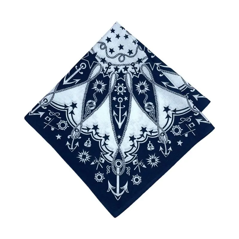 Navy Blue Sailboat Nautical Paisley Bandana Scarf