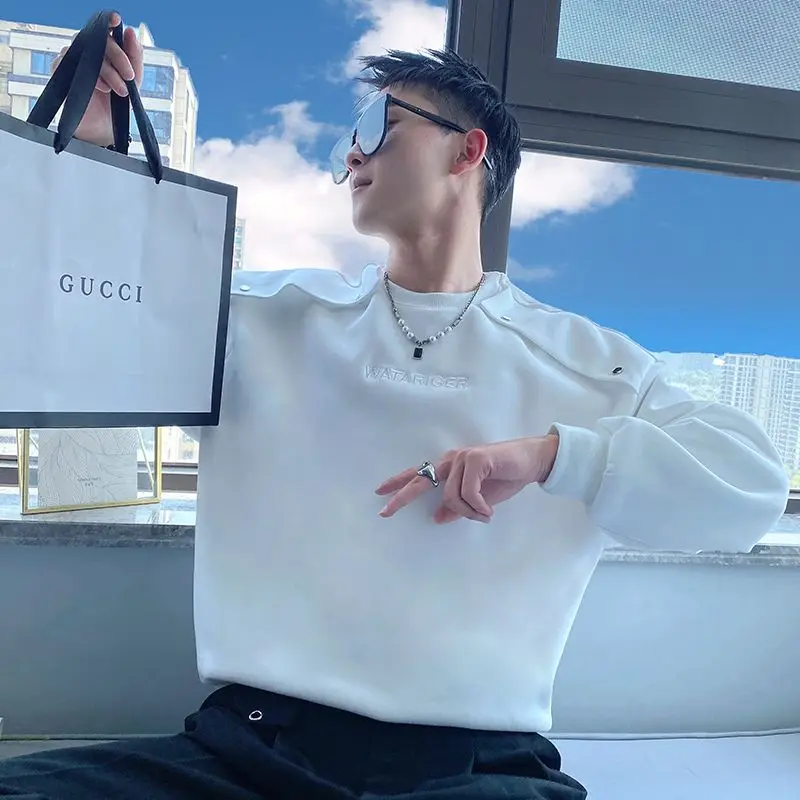Autumn Winter KPOP Fashion Style Harajuku Slim Fit Tops Loose All Match Casual Outerwear Insert Solid Long Sleeve Sweatshirt