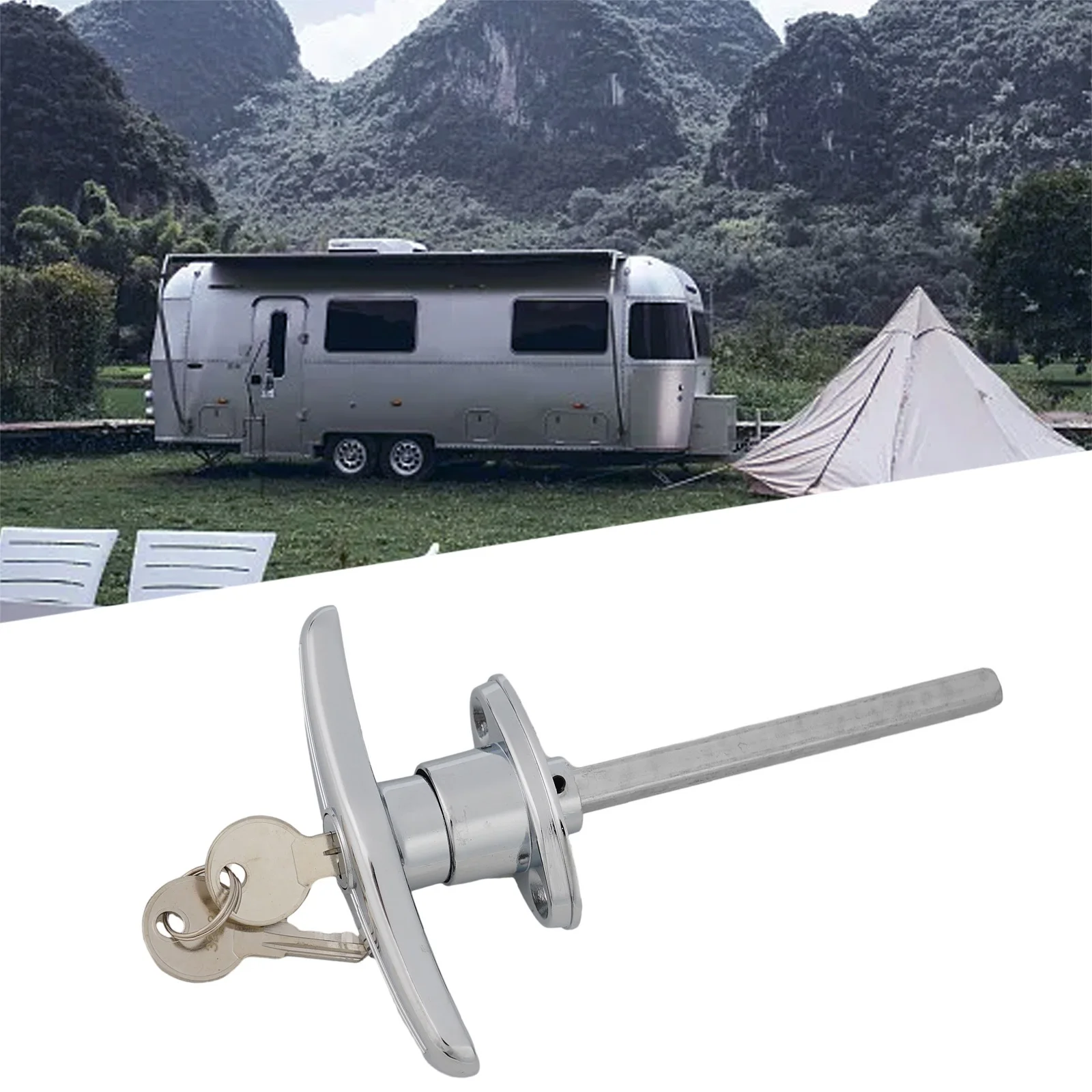 1pcs Garage Door Lock T Handle Rear Fix Keyed To Caravan Garage Shed Campervan Trailer RV Hardware High Quality