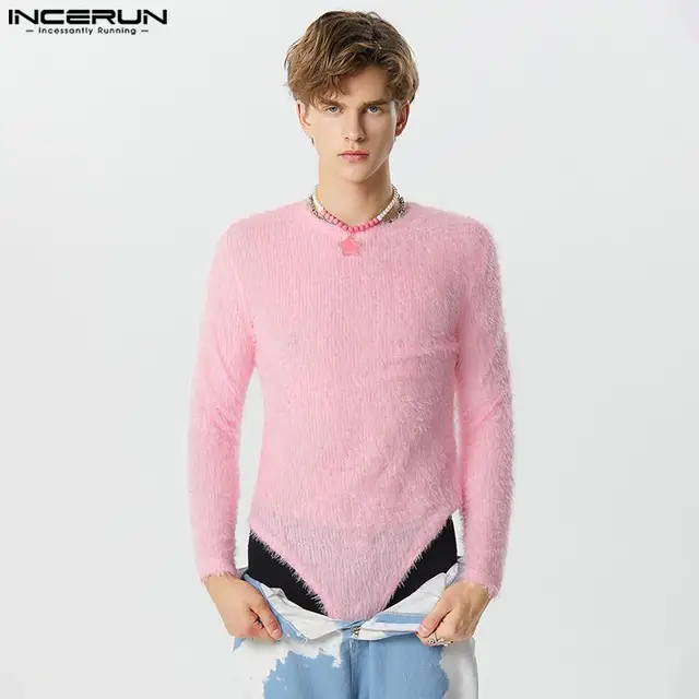 INCERUN 2023 Sexy Fashionable Style Mens Bodysuits Suede Design Casual Jumpsuits Male Solid All-match Long Sleeved Rompers S-5XL