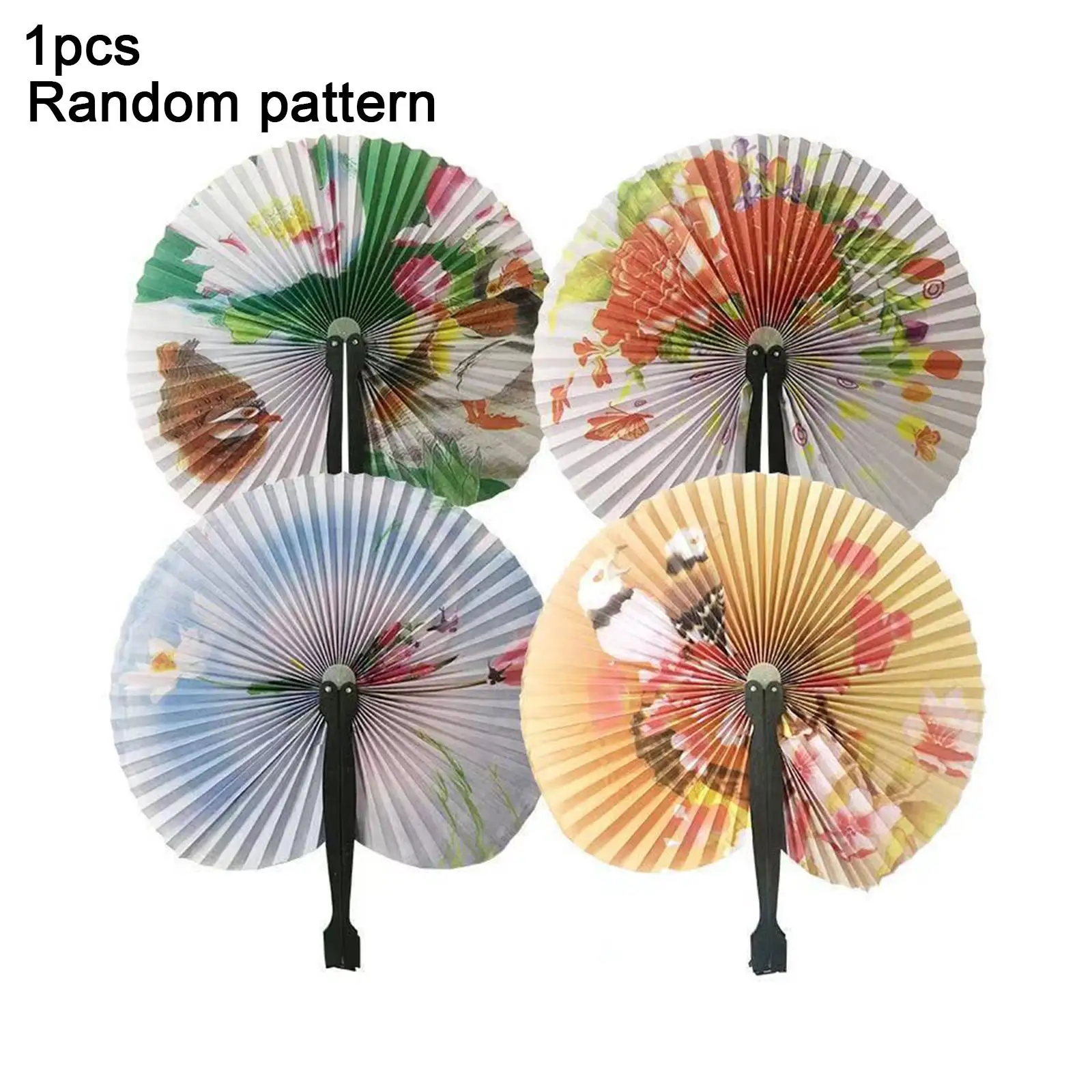 1 PCS Creative Retro Windmill Small Round Paper Fan Chinese Style Hand Fan Wedding Foldable Paper Fans Hand Held Folding Fans folding fan hand fan