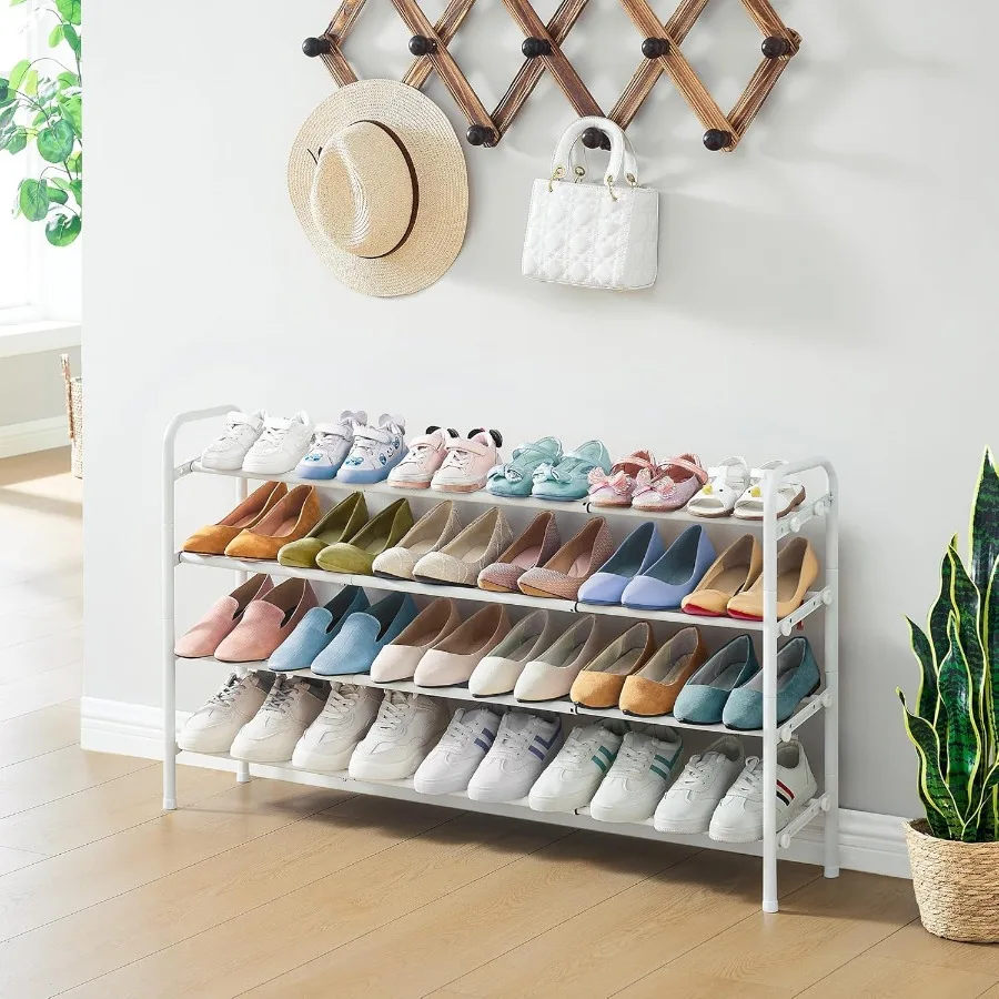 Shoe Rack for Closet4 Tier Shoe Organizer 28 Metal Shelf Can Expandable to 42 for Bedroom Entryway Living Room Garage Adjustabl