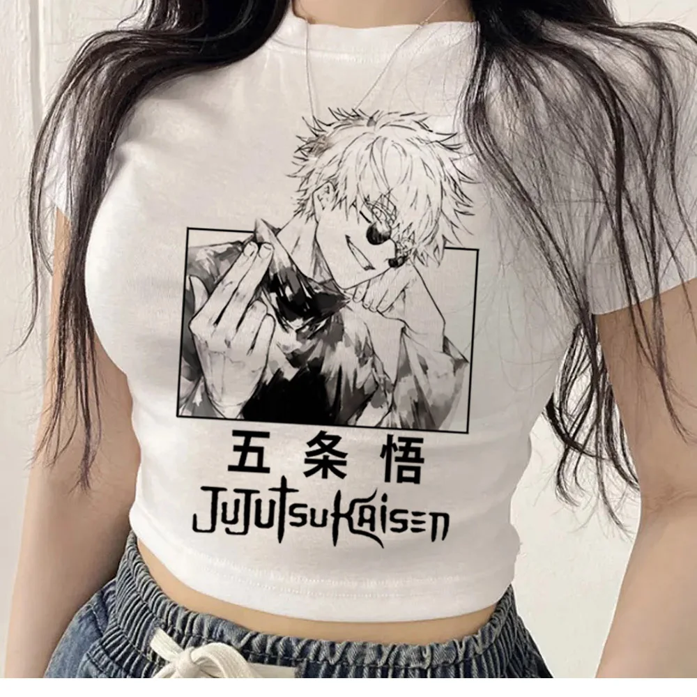 Jujutsu Kaisen Gojo 크롭탑 여성 하라주쿠 조지푸크 스트리트웨어 고..