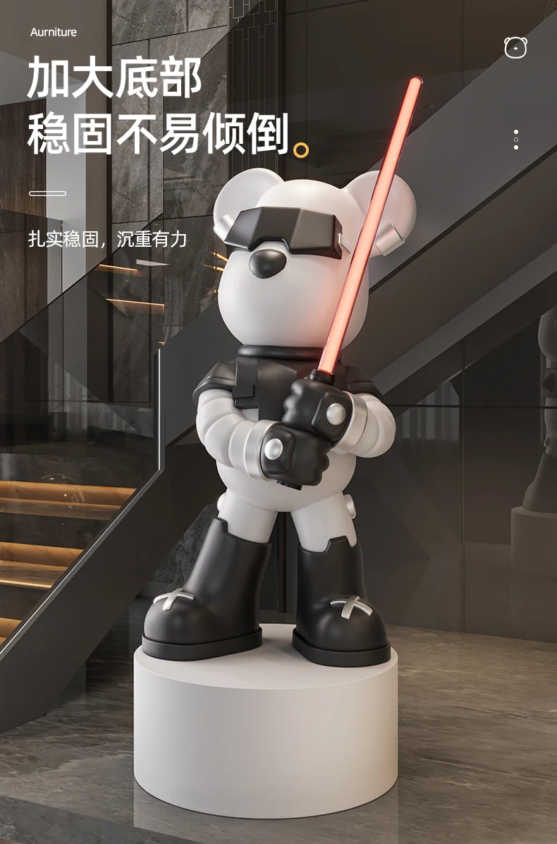 Cool Lightsaber Violent Bear Floor Ornaments Light Luxury Living Room TV Cabinet Decoration Home Ornaments Sculpture