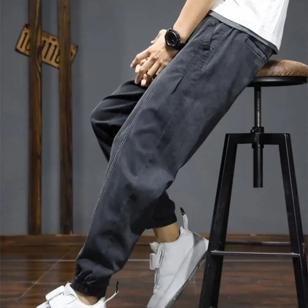 

Women Trousers Breathable Ice Silk Harem Trousers Elastic Waist Soft Stretchy with Pockets for Outdoor Activities Solid Color