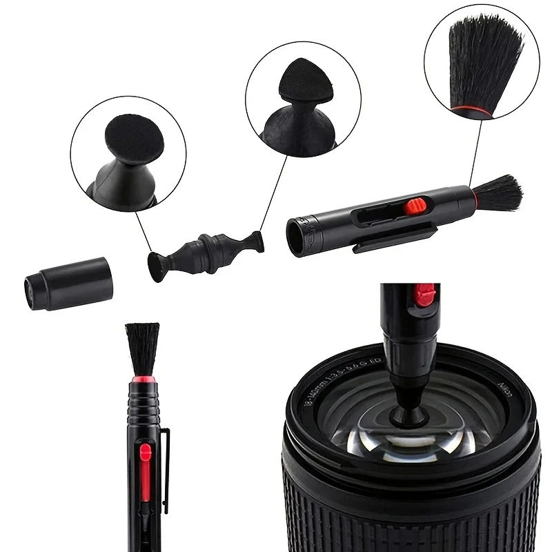 Stylo nettoyant pour objectif photo, avec embout en fibre de carbone, inclus dans un kit de nettoyage professionnel 6 pièces.