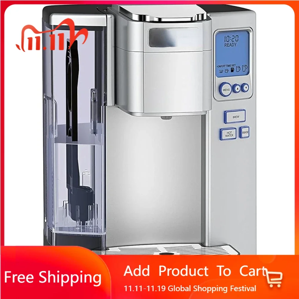 Coffee Maker, Single Serve 72-Ounce Reservoir Coffee Machine, Programmable Brewing & Hot Water Dispenser, Stainless Steel