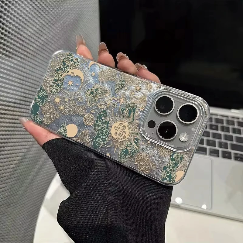 Retro Starry Sky Phone Case – The Sun and Moon Design Cover