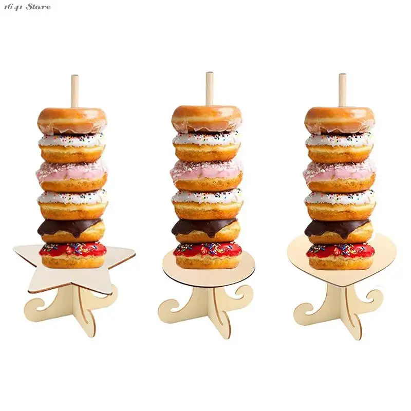 

NEW 1Pc Wooden Doughnut Stand Donut Wall Display Holder Wedding Party Decor Dessert Doughnut Table Holder Kids Birthday