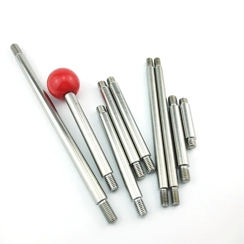 Machine Tool Handle Bar 304 Stainless Steel Screw M6M8M10M12 Bench Drill Joystick Putter Double Head Screw Ball Head Rod 1pc