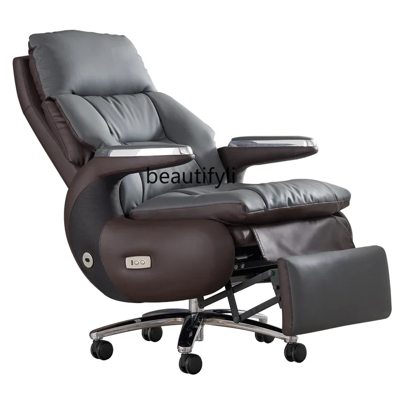 

Multifunctional Office Executive Chair Genuine Leather Computer Chair Rotating Adjustable Electric Chair Study Lunch Break