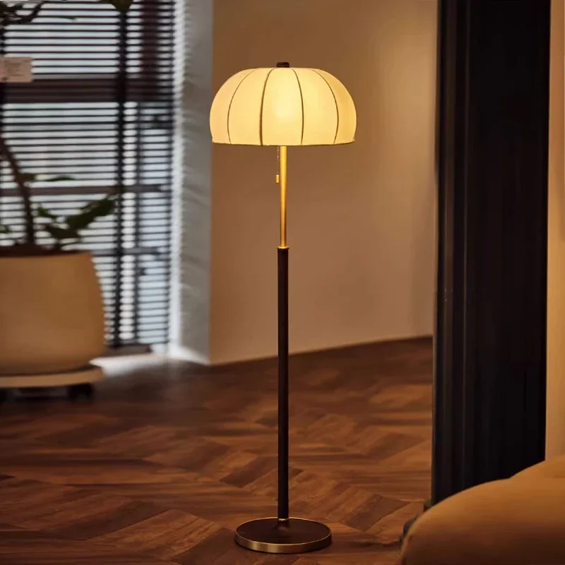 

French Retro Floor Lamp Living Room Sofa Vertical Table Lamp Nordic Study and Bedroom Ambience Light