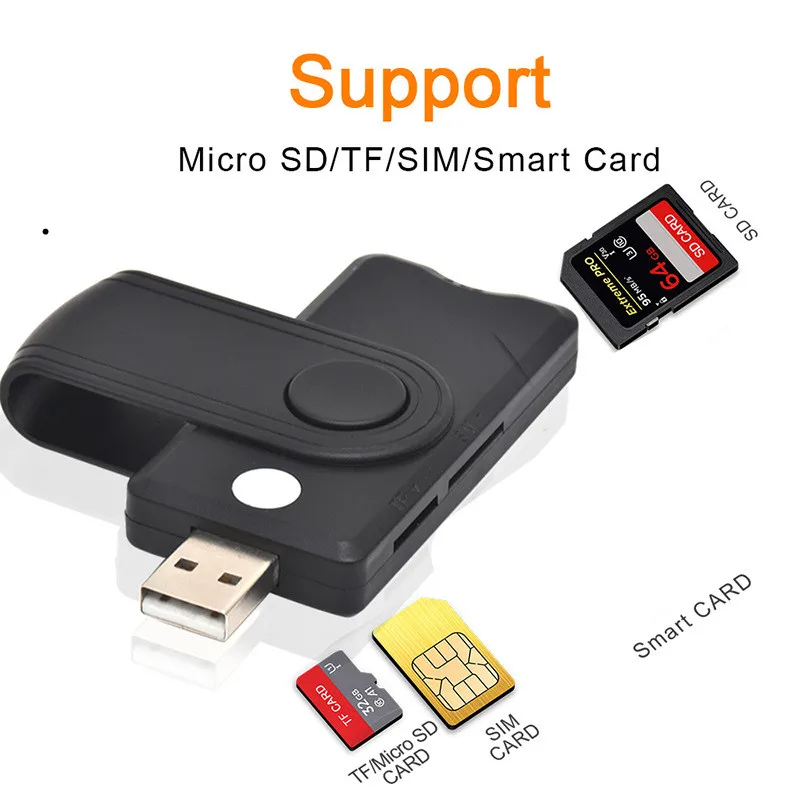 USB 2.0 Smart Card Reader micro SD/TF memory ID Bank EMV electronic DNIE  dni citizen sim cloner connector adapter - AliExpress