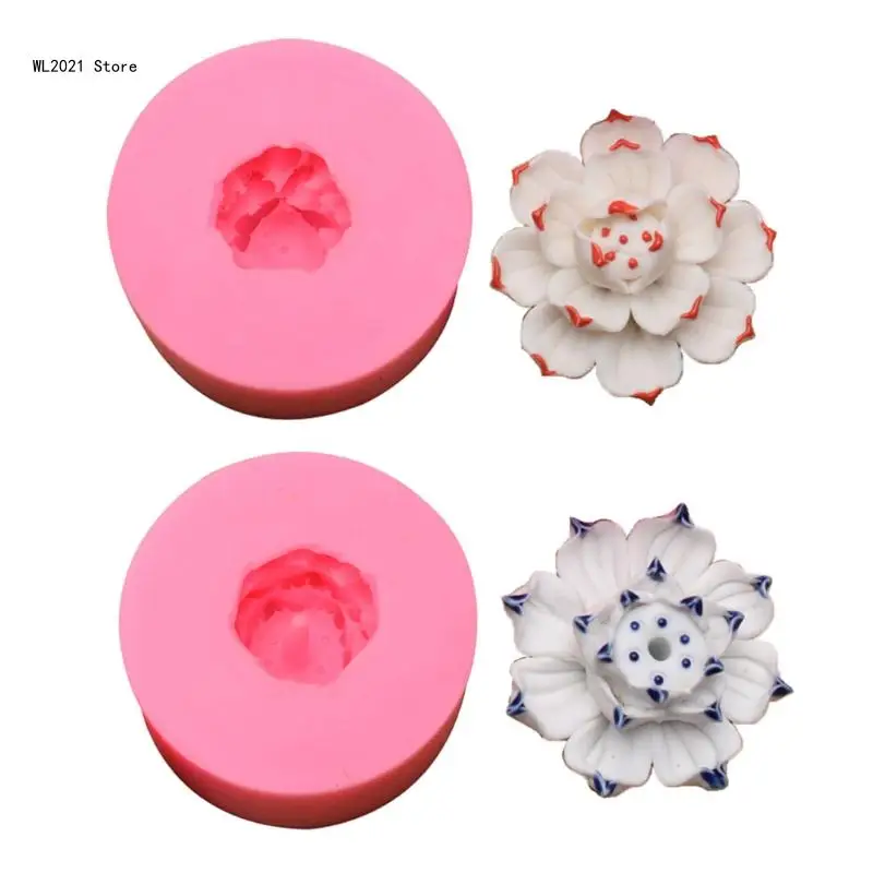 Incense Holder Silicone Moulds Lotus Incense for Burner Ceramic Stick Resin Cast