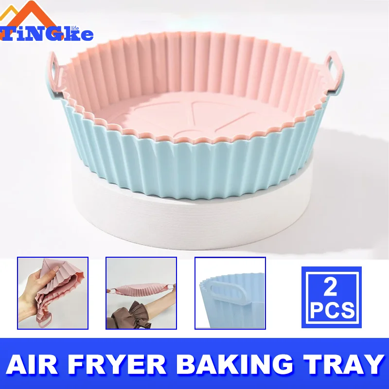 

Silicone Air Fryers Oven Baking Tray Pizza Fried Chicken Airfryer Silicone Basket Reusable Airfryer Pan Liner Accessories