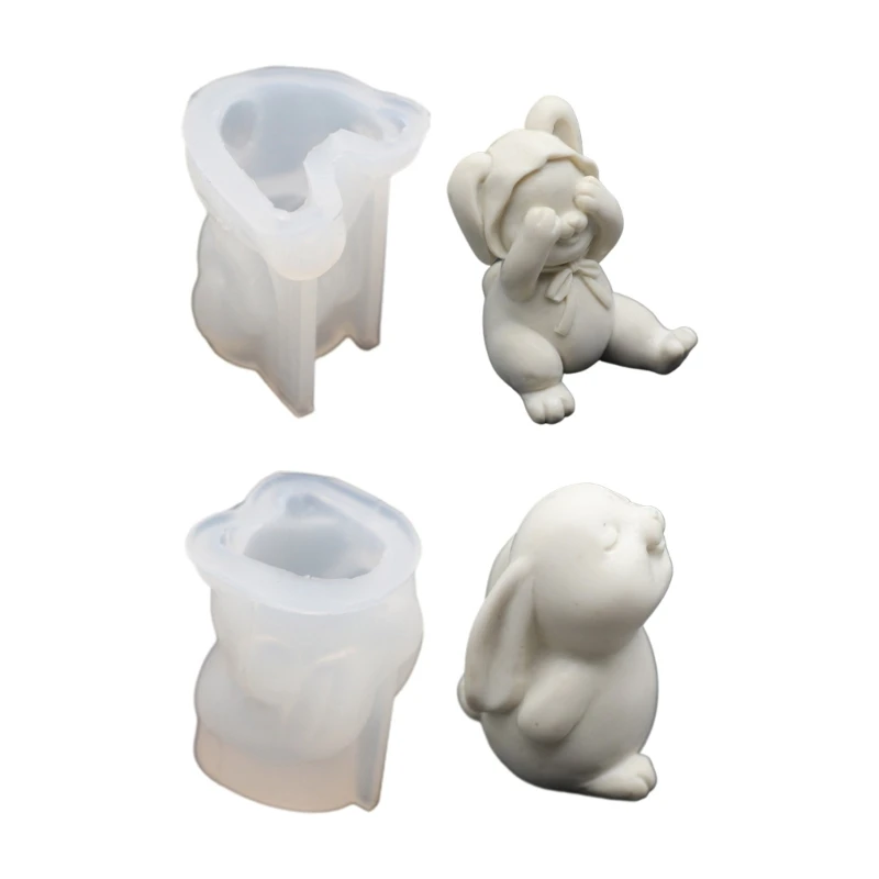 

Rabbit Resin Mold Squinting Bunny Scented Silicone Mold for Resin Rabbit Decorate Mold DIY Dropship