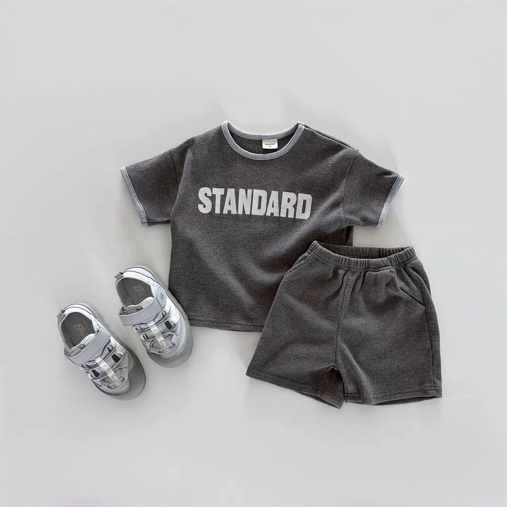 TZ2657 Korean Style Summer Outfit for Boys Trendy Short Sleeve Shorts Set Casual Sports Clothes Fashionable And Handsome 5