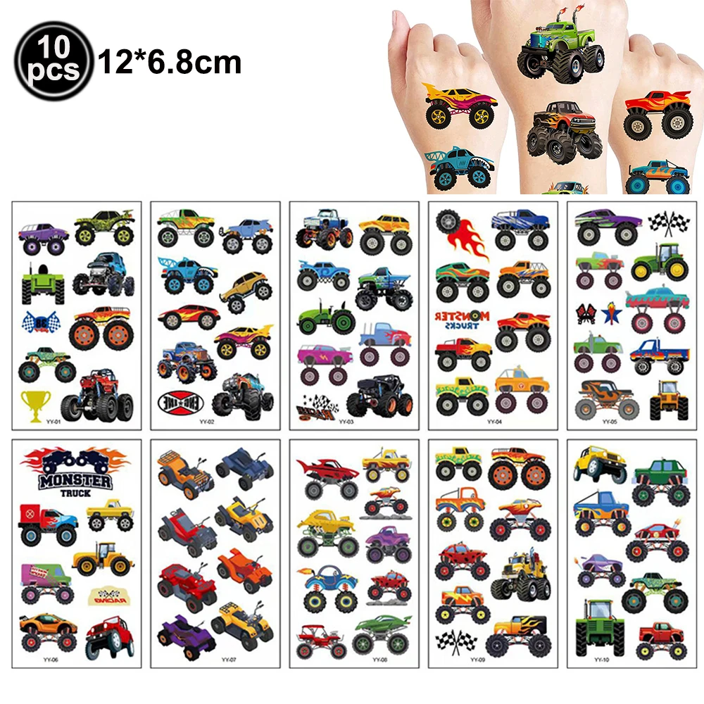 Monster Truck Happy Birthday Banner Off-road Vehicle Theme Party Supplies