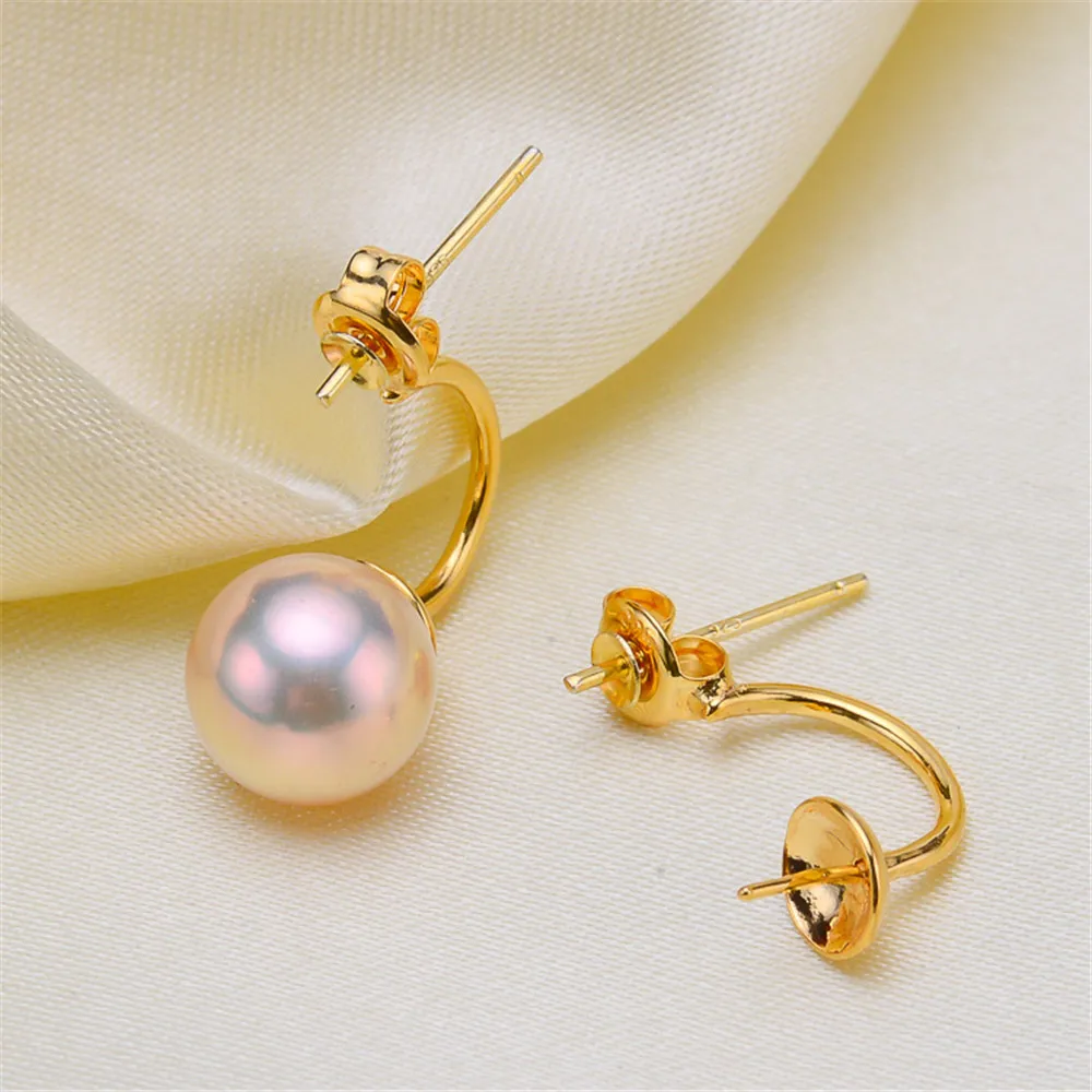 

18K Gold-Plating Pearl Beads Stud Earrings Setting Base Diy Jewelry Making Findings&Components A124