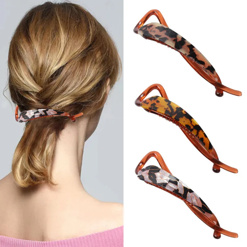 Acetate hair clip black and white plaid versatile twist clip amber hair plate bangs side clip 1pc black professional invisible broken hairpin adult roll curve needle invisible bangs comb high cut hairpin styling accessory