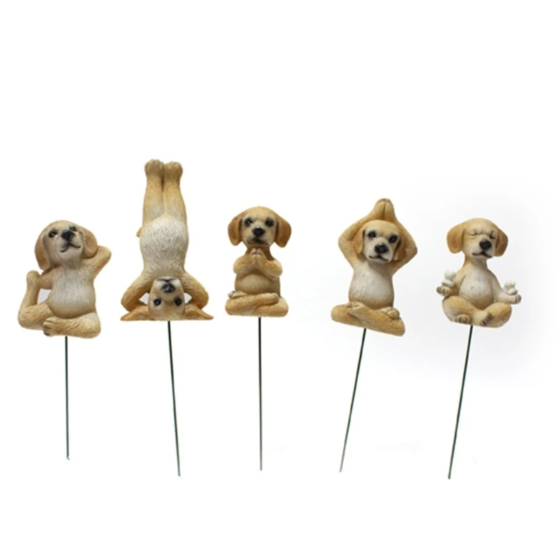 

5pcs/set Resin Yoga Dogs Figurine Multifunction Sculpture Household Supplies