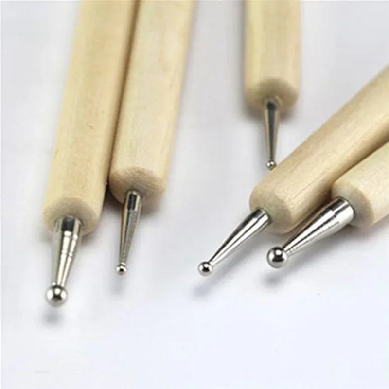 5pcs Wood and Stainless Steel Ball Stylus Polymer Clay Pottery Ceramics Sculpting Modeling Handmade Tools Set polymer clay tools pottery tools clay sculpting tools pottery sculpting tools clay craft tool