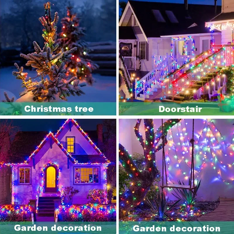 Curtains Lights Outdoor Courtyard LED Decoration Festival Rainbow Flashing Waterproof Garden Villa Star Lights 4