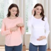 2025 New Maternity Clothes Tee Crew Neck Long Sleeve Breastfeeding Clothes Tops Horizontal Zipper Big Size Nursing T Shirts 1