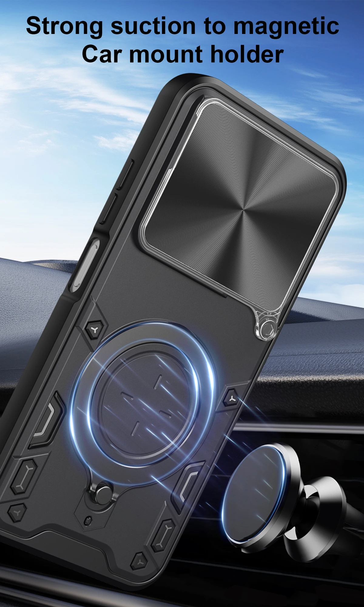 Shockproof Kickstand Protective Phone Case with Lens Camera Protector