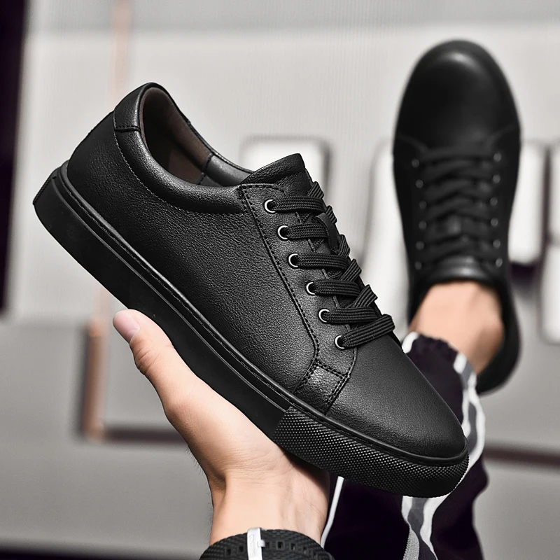 Genuine Leather Men's Casual Breathable Sneakers Fashion Designer Walking Footwear Male Running Vulcanize Shoes Trainers_vogvips.com