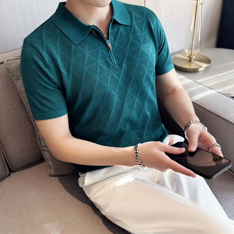 

2022 Летняя Повседневная облегающая Мужская рубашка с коротким рукавом, модные трикотажные рубашки в клетку в стиле пэчворк, Мужская классическая рубашка с отложным воротником