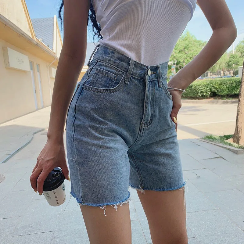 Women High Waist Wide Leg Denim Shorts Tassel 2023 Summer Fashion Streetwear Casual Solid Color Female Loose Stright Jeans