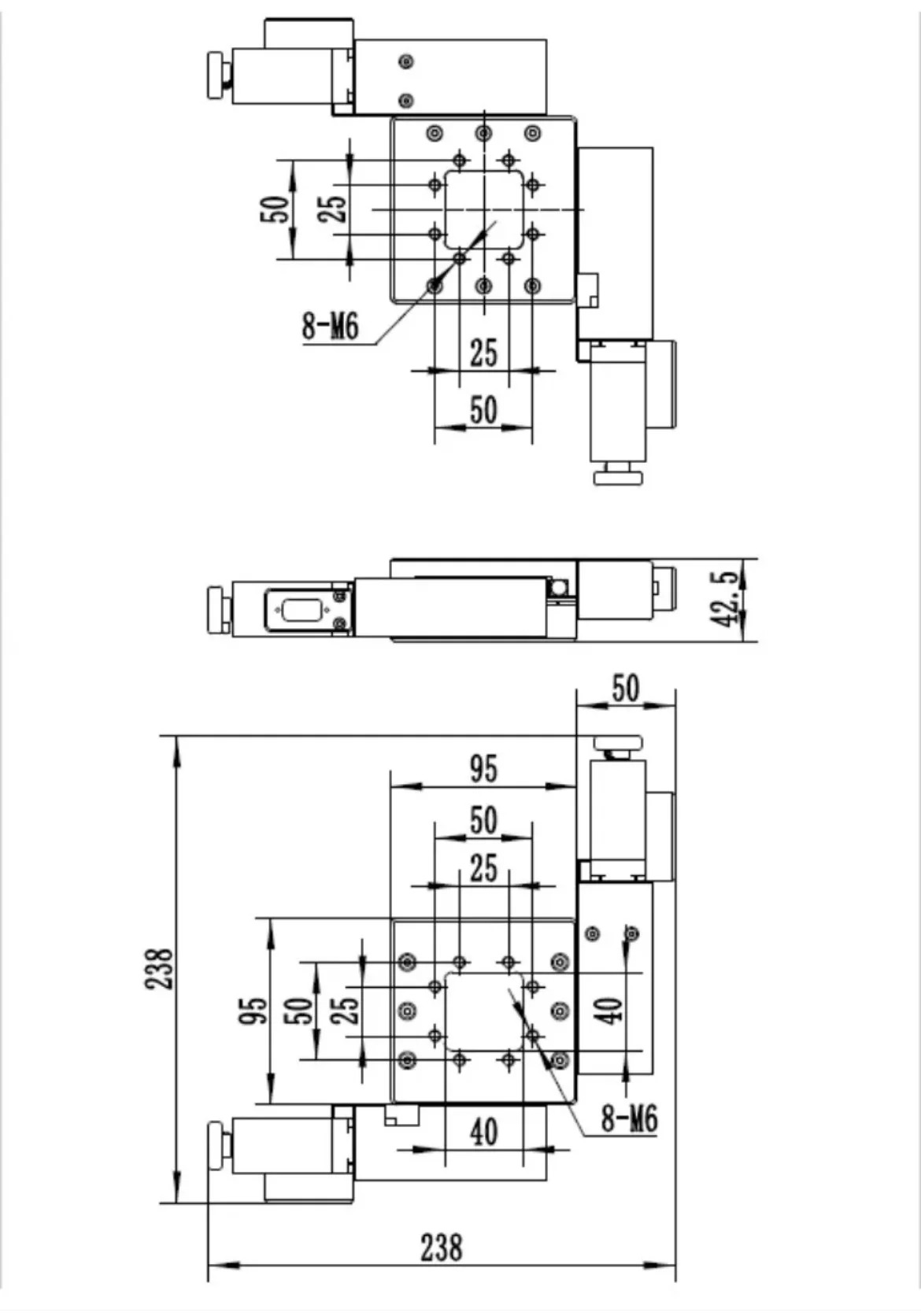 Motorized XY Stage, Travel Range 15x15mm