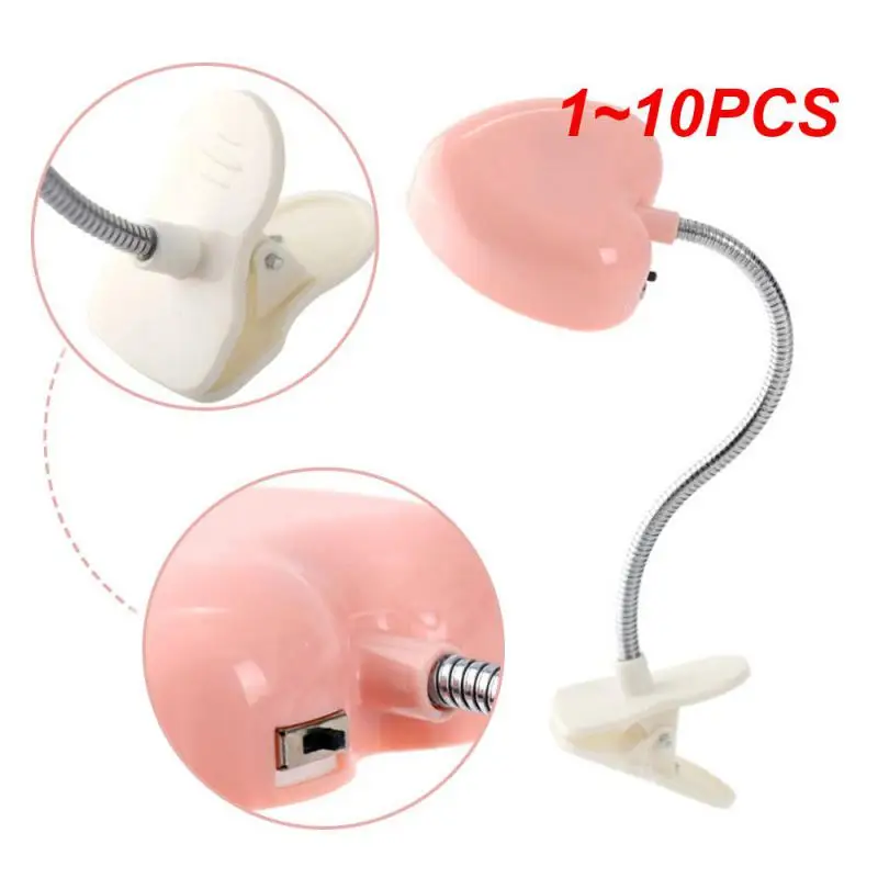 

1~10PCS Mini Heart Clip Desk Lamp LED Book Light Lamps Reading Book Desk Keyboard Light Eyes- Energy Save Night