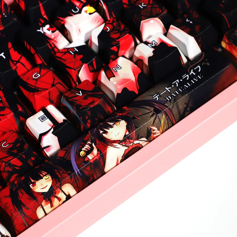 Desenhos Animados Anime Gaming Keycaps Pbt Dye Subbed Keycaps Perfil Cereja Data a Live Keycap Pesadelo para Layout Ansi 108 Chaves - Imagem 4