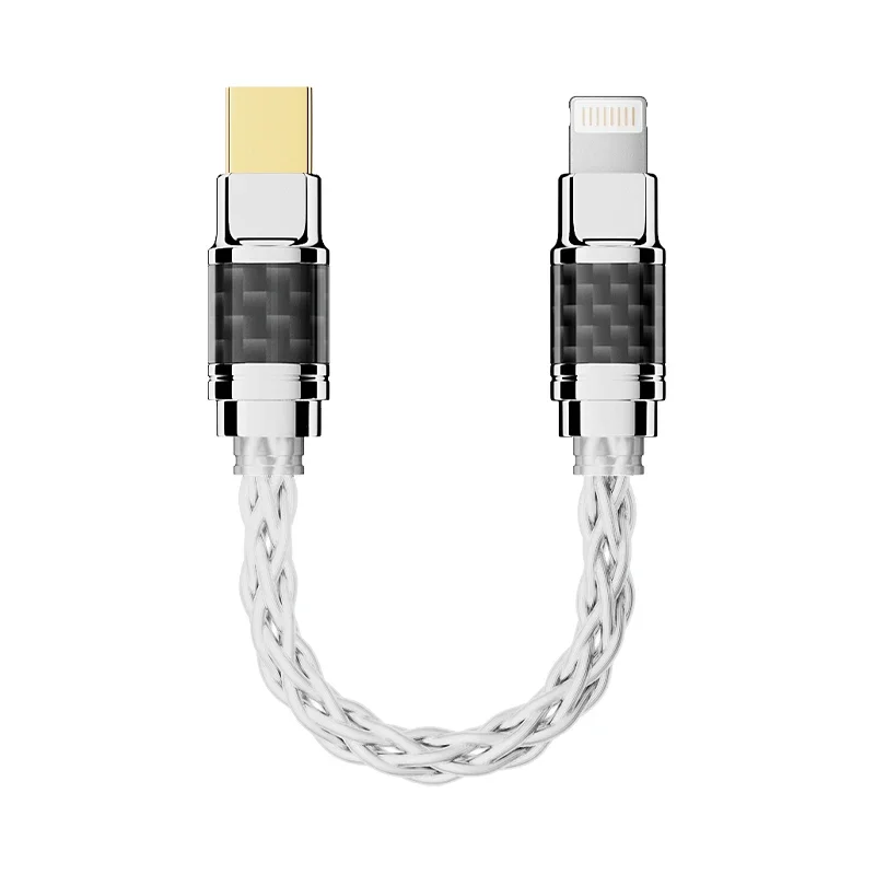 헤드폰용 Todn 8 코어 오디오 케이블, C 타입-라이트닝, 3.5mm-2.5mm-4.4mm, OTG 탄소 섬유 쉘