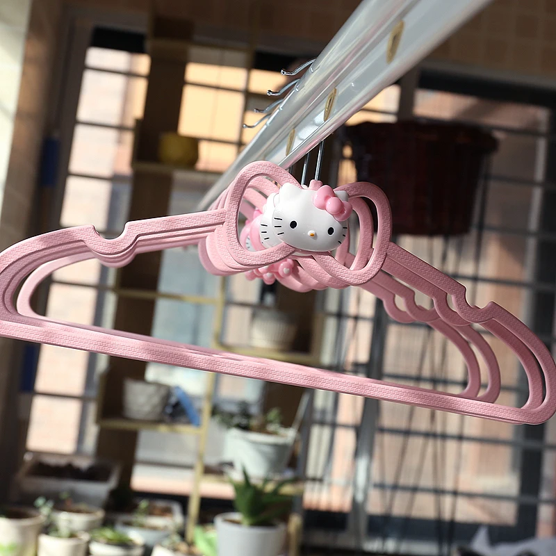 

Cartoon Hello Kitty Plastic Clothes Hanger Non-Slip Student Dormitory Cute Clothes Hanger Clothes Hanger