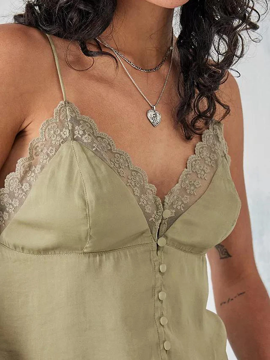 

Women Cami Summer Tops Spaghetti Strap Button Down Camisole Lace V Neck Cami Shirt Going Out Camisoles
