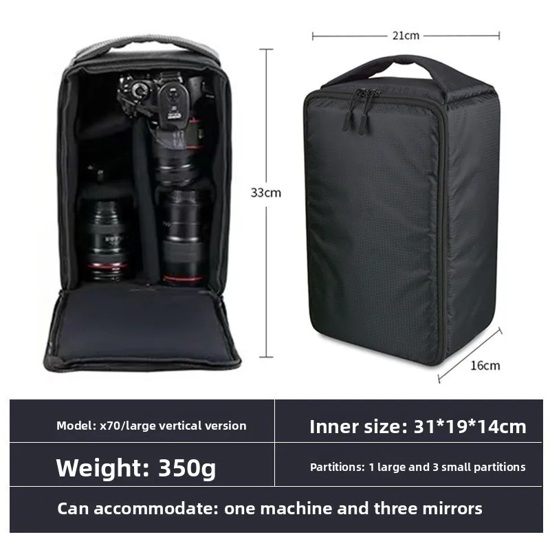 Sac photo DSLR imperméable antichoc pour appareil et 3 objectifs