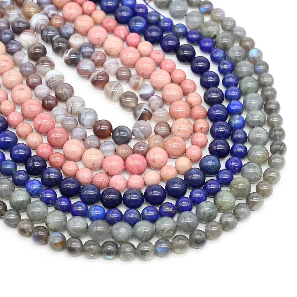 4/6/8/10mm Natural Stone Beads Tiger Eye Amethyst Rose Quartz Agate Loose Spacer Beads for Jewelry Making DIY Bracelet Necklaces
