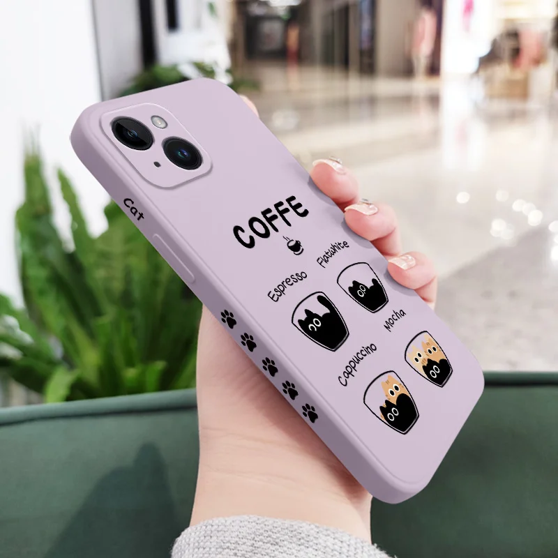 Adorable Coffee Cat Silicone Phone Case Cover