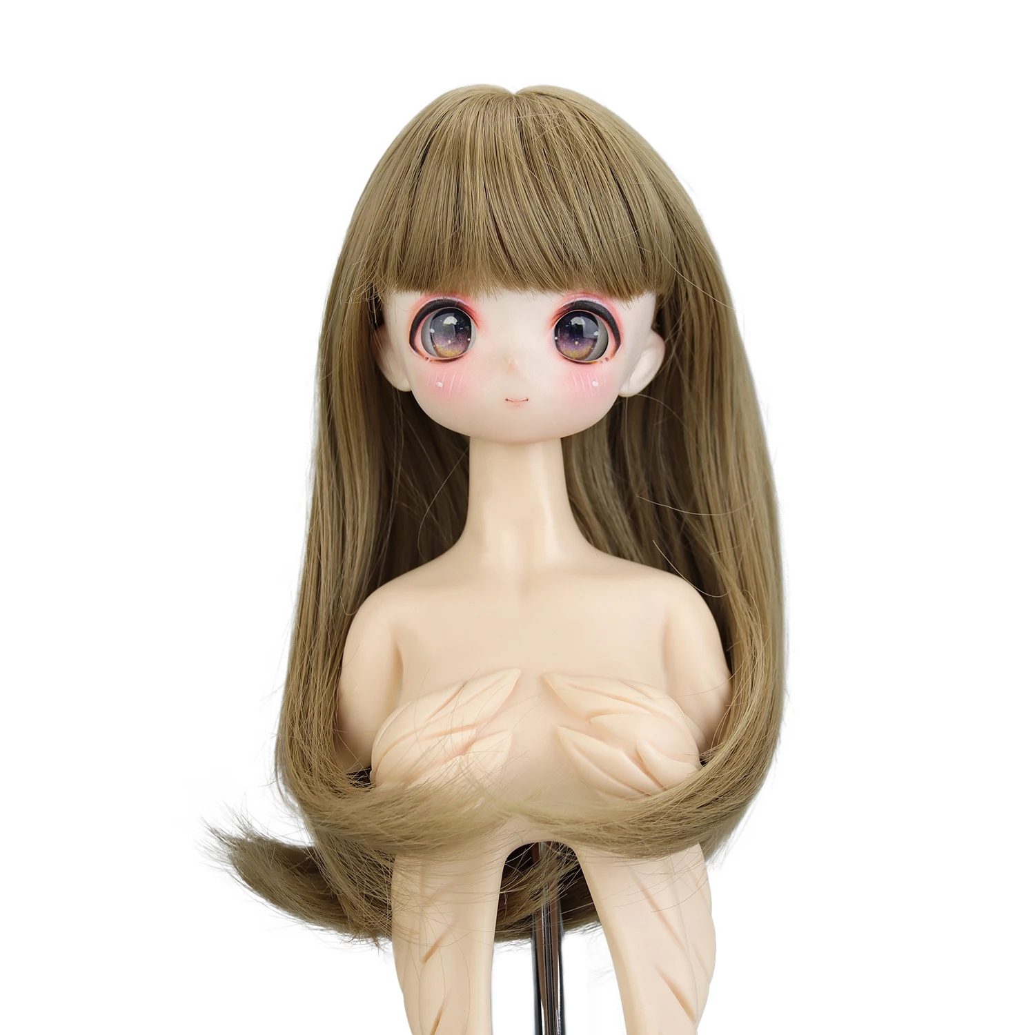 1/3 BJD Doll Wig 8-9'' Head Long Bangs Hair Dolls Accessories Heat Resistant Wire Wavy Wig For DIY BJD Dollfie Dream Doll