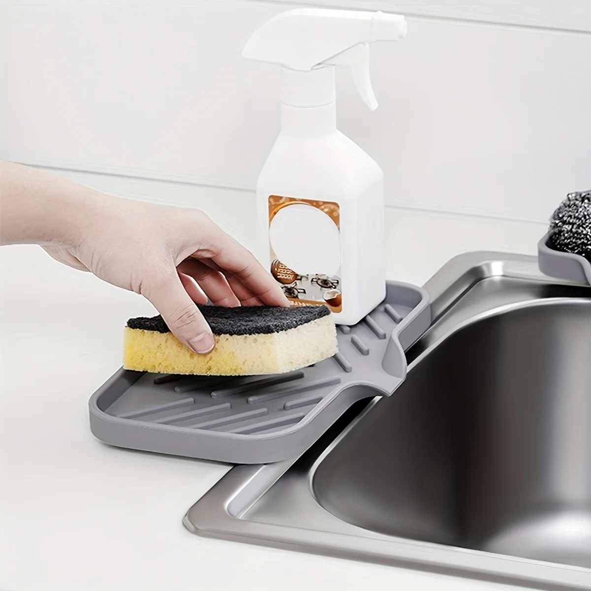 Silicone Faucet Mat Kitchen Sink Tray Soap Dispenser Sponge Drain Pad Sink  Splash Drying Mat Countertop Storage Tray - AliExpress